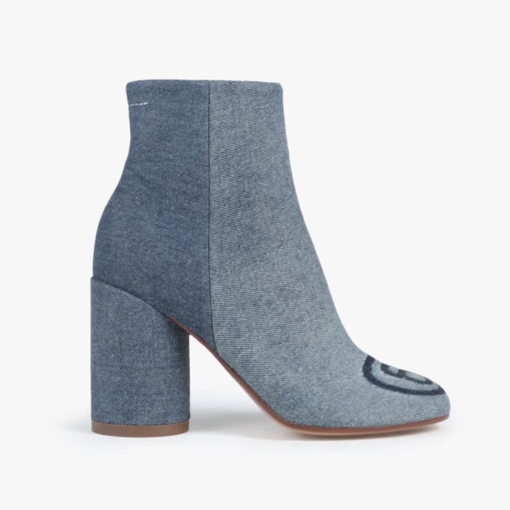 MM6 Maison Margiela Denim Block Heeled Ankle Boots